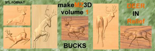 3d Deer in Relief Volume one Stags & Bucks