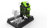 Haunted House Scene - Halloween Pattern