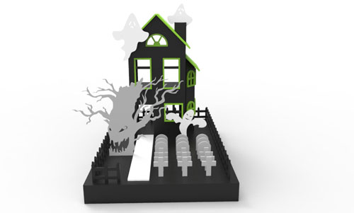 Haunted House Scene - Halloween Pattern