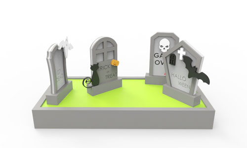 Mini Graveyard Scene - Halloween Pattern