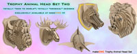 Trophy Faux Animal Heads Set Two
